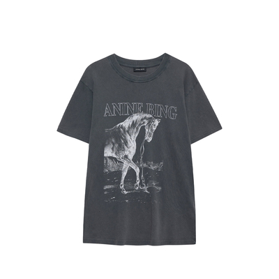 Camisera Anine Bing LILI TEE HORSE, Negro lavado